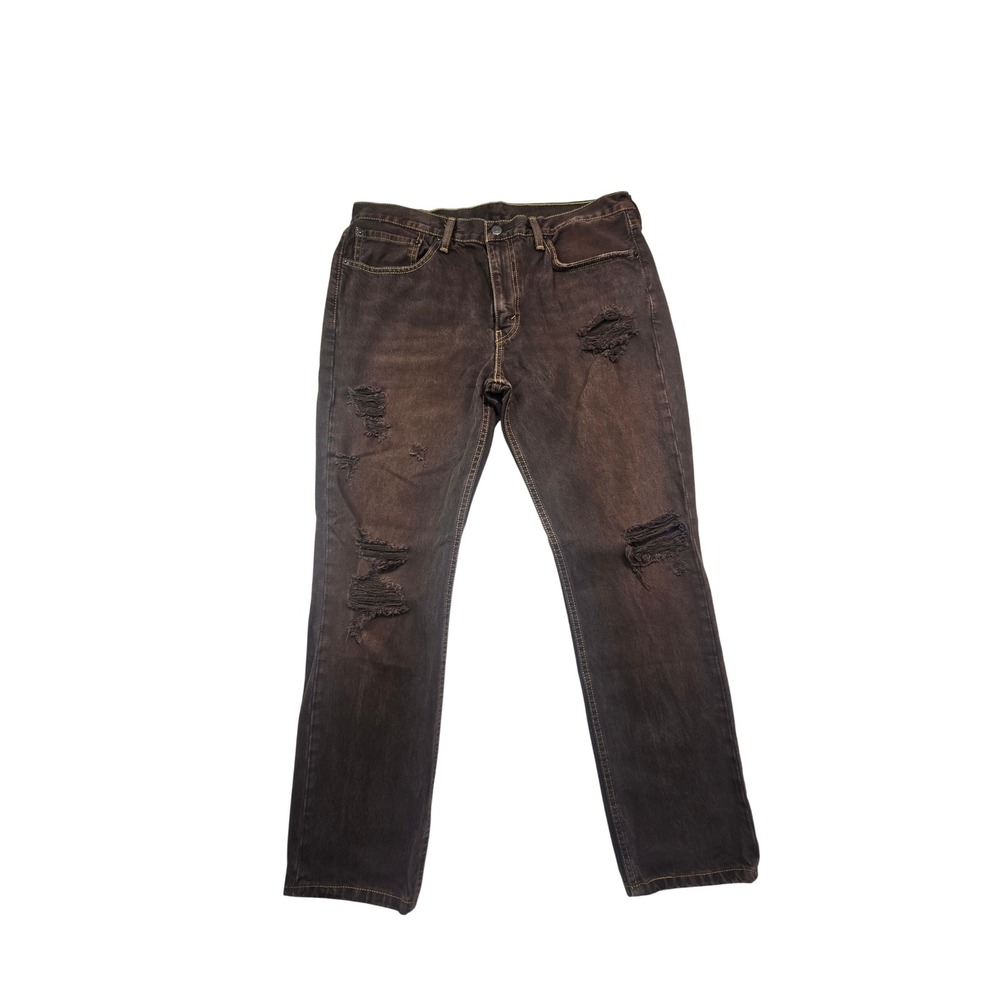 Levi 511 Slim Fit Jeans Mens Size 36 Brown Distressed Ripped Denim Grunge